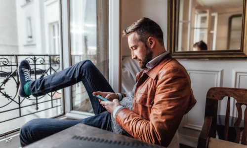 Prospect using self-guided touring technology at Brea Frisco apartments in Frisco, Texas
